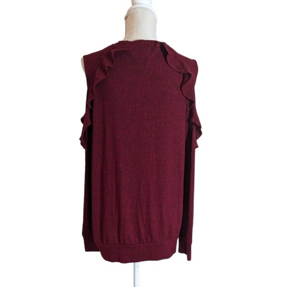 Seven7 Womens Cold Shoulder Sweater Maroon Red Large - Picture 4 of 4